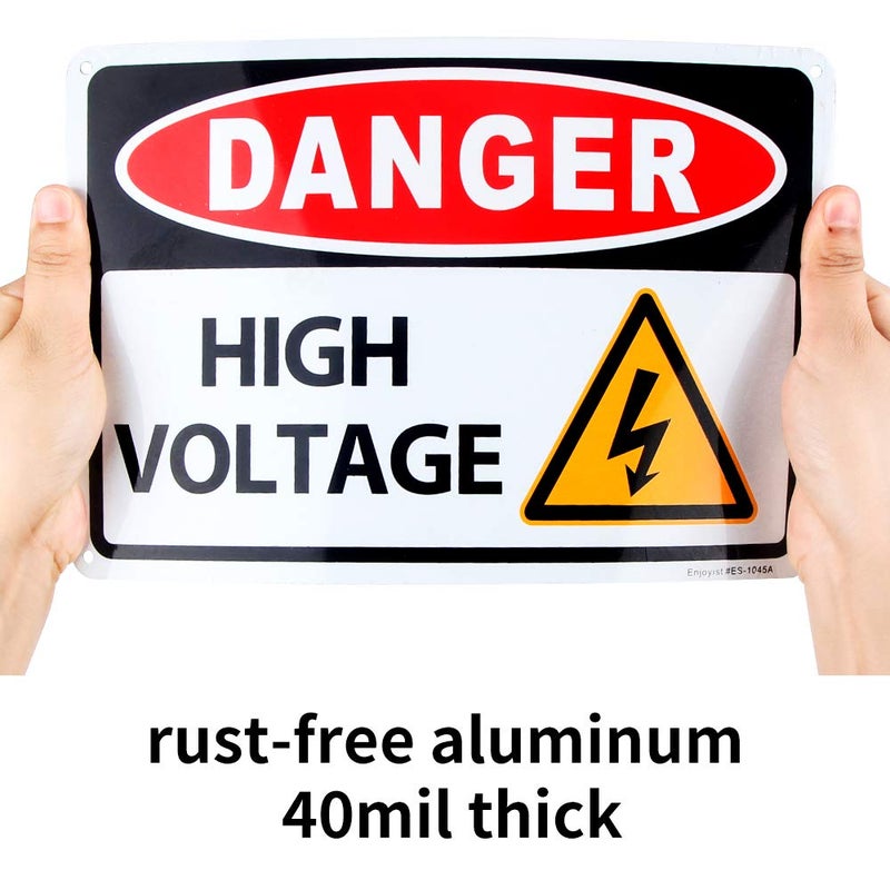 Enjoyist 2-Pack Danger - High Voltage Sign, 10"x 7" .04" Aluminum Reflective Sign Rust Free Aluminum-UV Protected and Weatherproof - Image 3